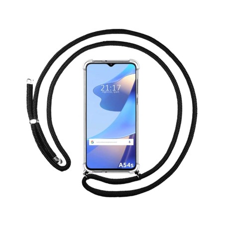 Funda Colgante Transparente para Oppo A54s con Cordon Negro