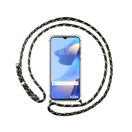 Funda Colgante Transparente para Oppo A54s con Cordon Verde/Dorado