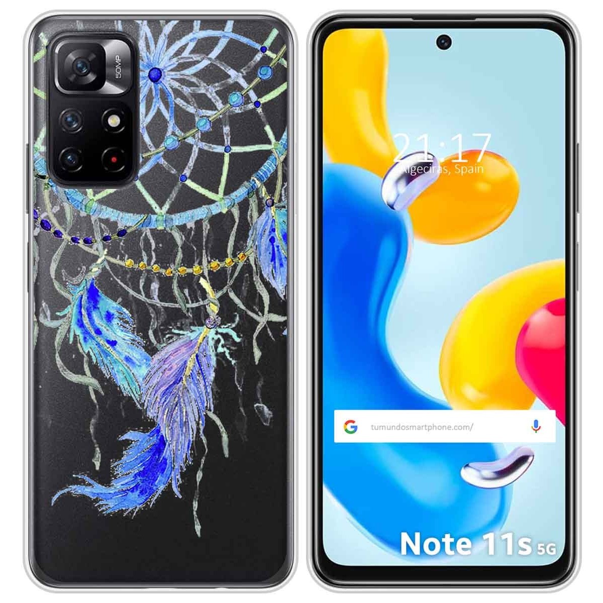 Funda Silicona Transparente para Xiaomi Redmi Note 11s 5G diseño Plumas Dibujos