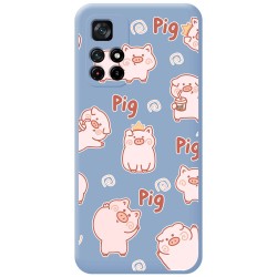 Funda Silicona Líquida Azul para Xiaomi Redmi Note 11s 5G diseño Cerdos Dibujos