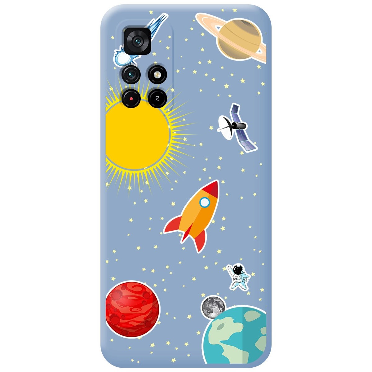 Funda Silicona Líquida Azul para Xiaomi Redmi Note 11s 5G diseño Espacio Dibujos