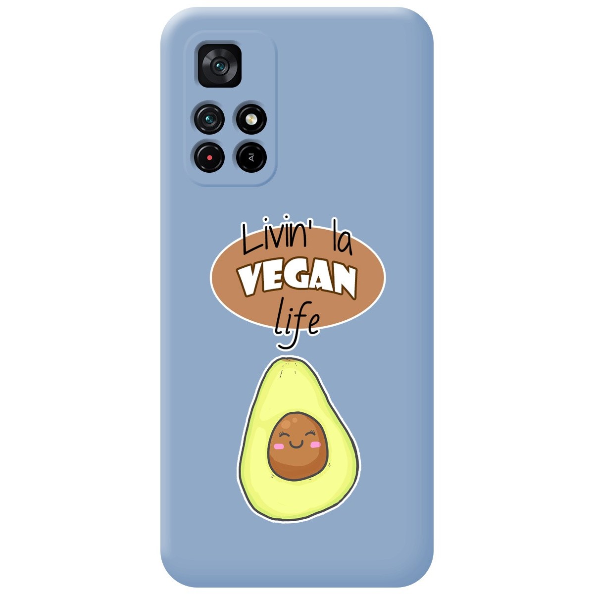 Funda Silicona Líquida Azul para Xiaomi Redmi Note 11s 5G diseño Vegan Life Dibujos