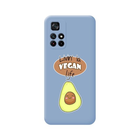 Funda Silicona Líquida Azul para Xiaomi Redmi Note 11s 5G diseño Vegan Life Dibujos