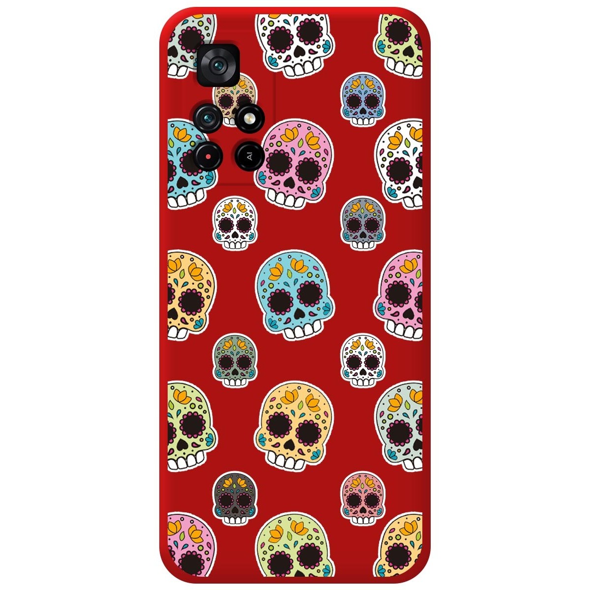 Funda Silicona Líquida Roja para Xiaomi Redmi Note 11s 5G diseño Catrina Dibujos