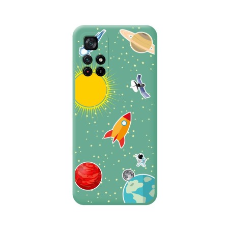 Funda Silicona Líquida Verde para Xiaomi Redmi Note 11s 5G diseño Espacio Dibujos
