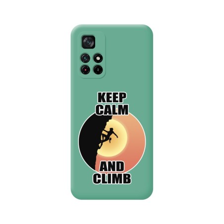 Funda Silicona Líquida Verde para Xiaomi Redmi Note 11s 5G diseño Mujer Escalada Dibujos