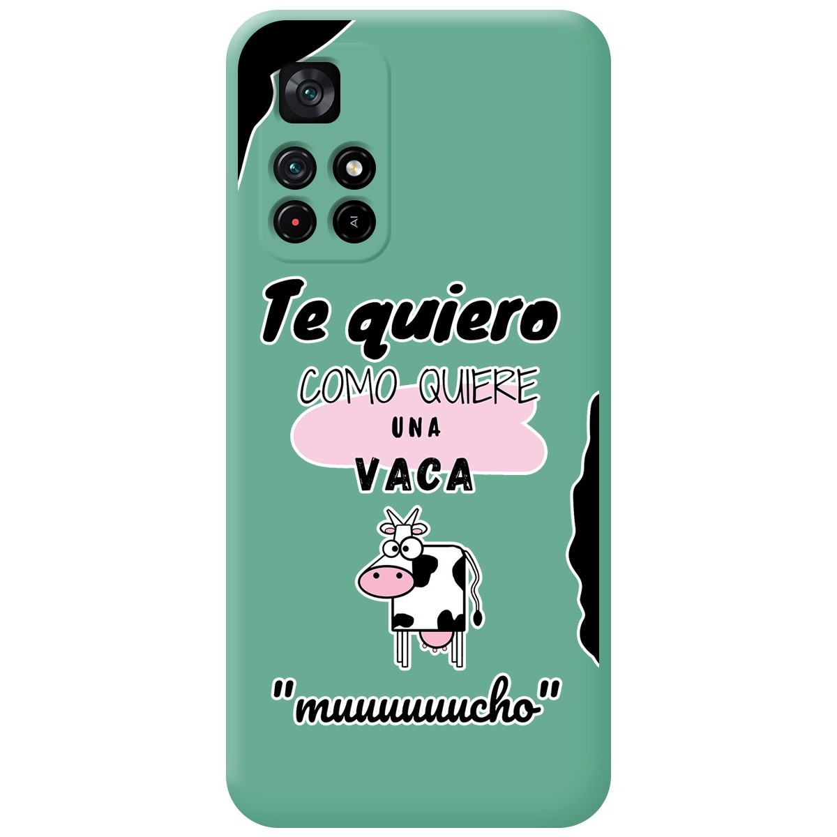 Funda Silicona Líquida Verde para Xiaomi Redmi Note 11s 5G diseño Vaca Dibujos