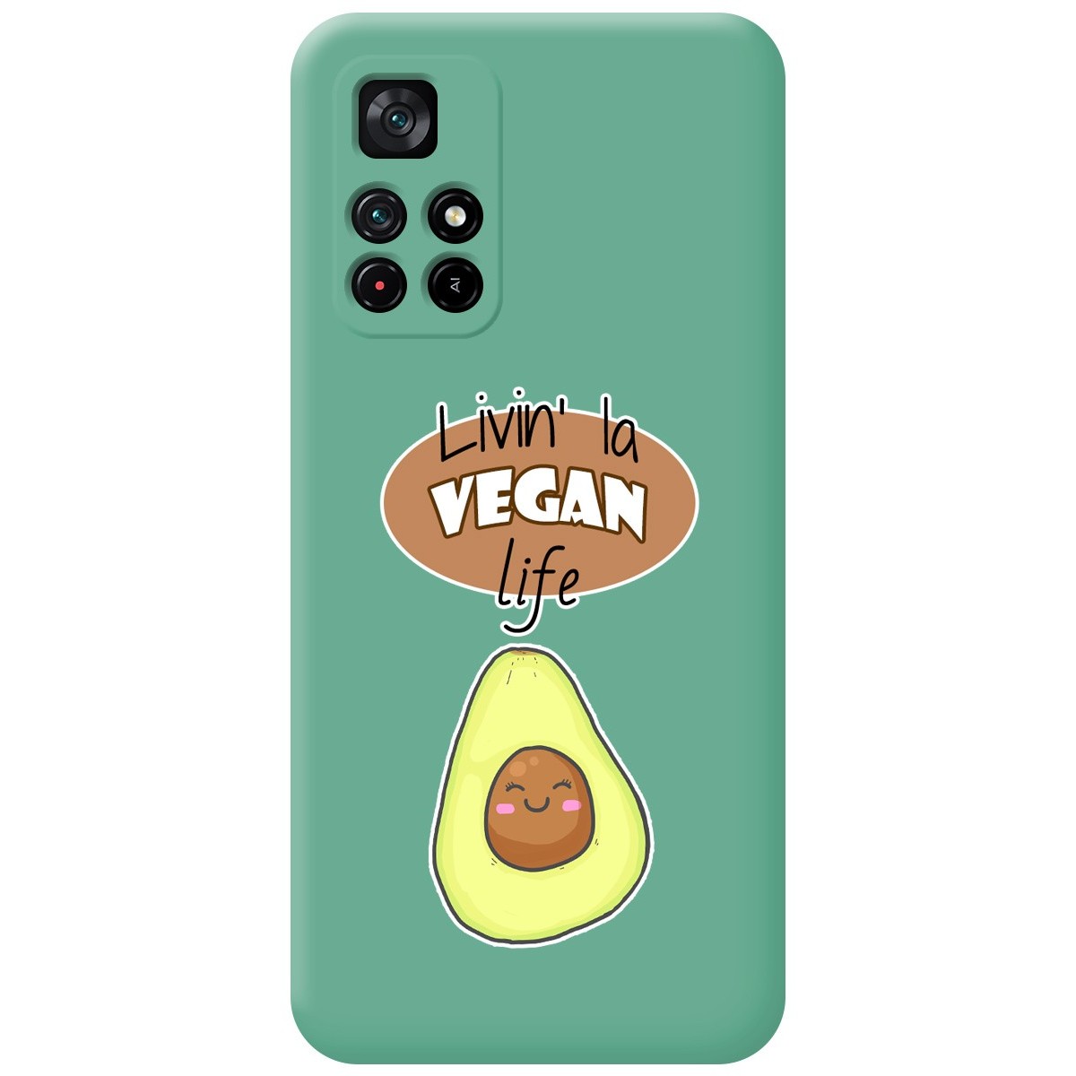 Funda Silicona Líquida Verde para Xiaomi Redmi Note 11s 5G diseño Vegan Life Dibujos