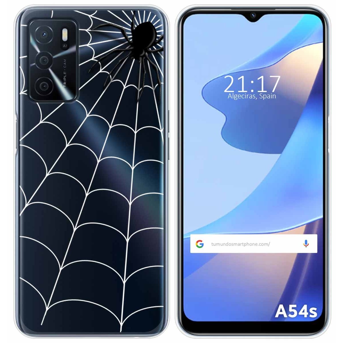 Funda Silicona Transparente para Oppo A54s diseño Araña Dibujos