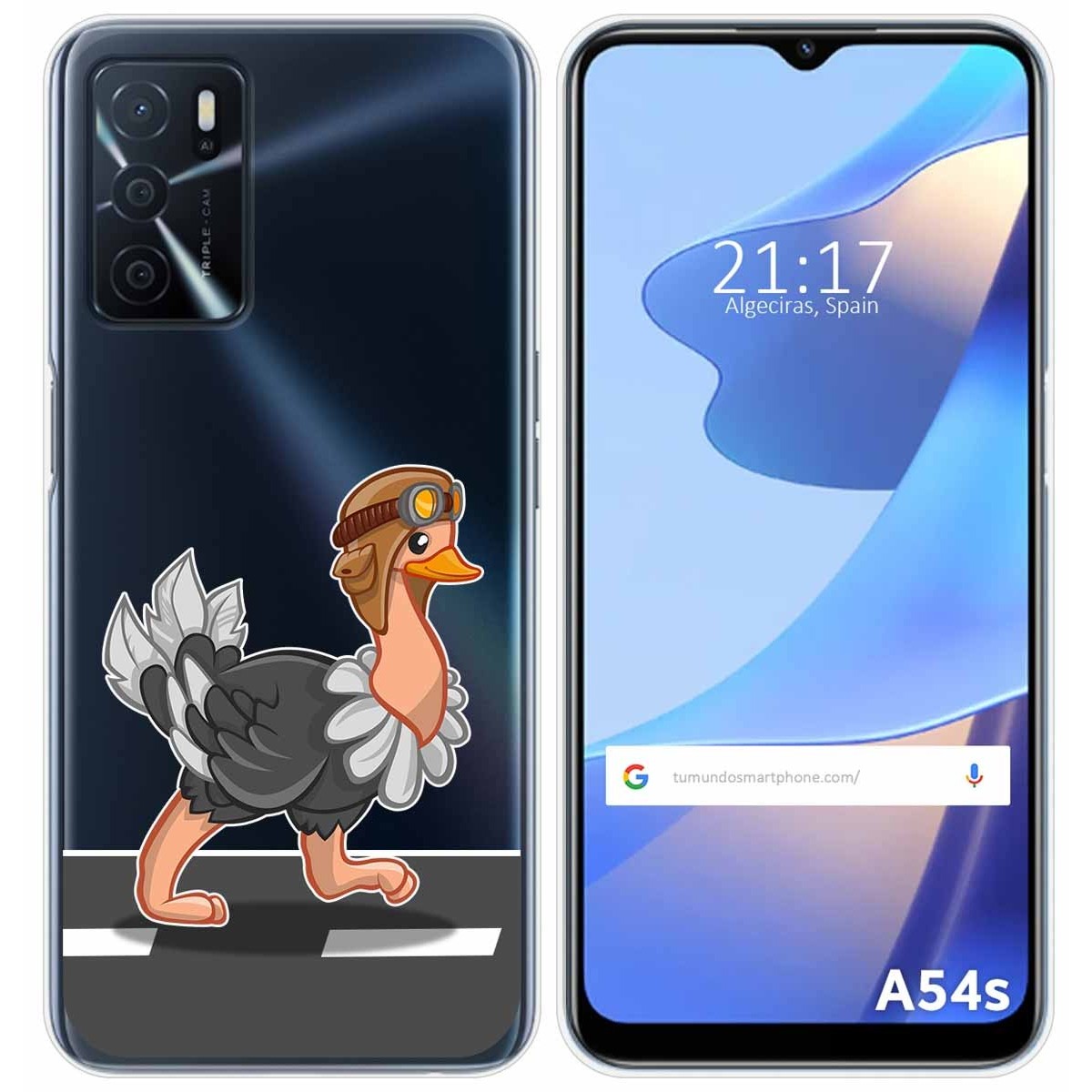 Funda Silicona Transparente para Oppo A54s diseño Avestruz Dibujos