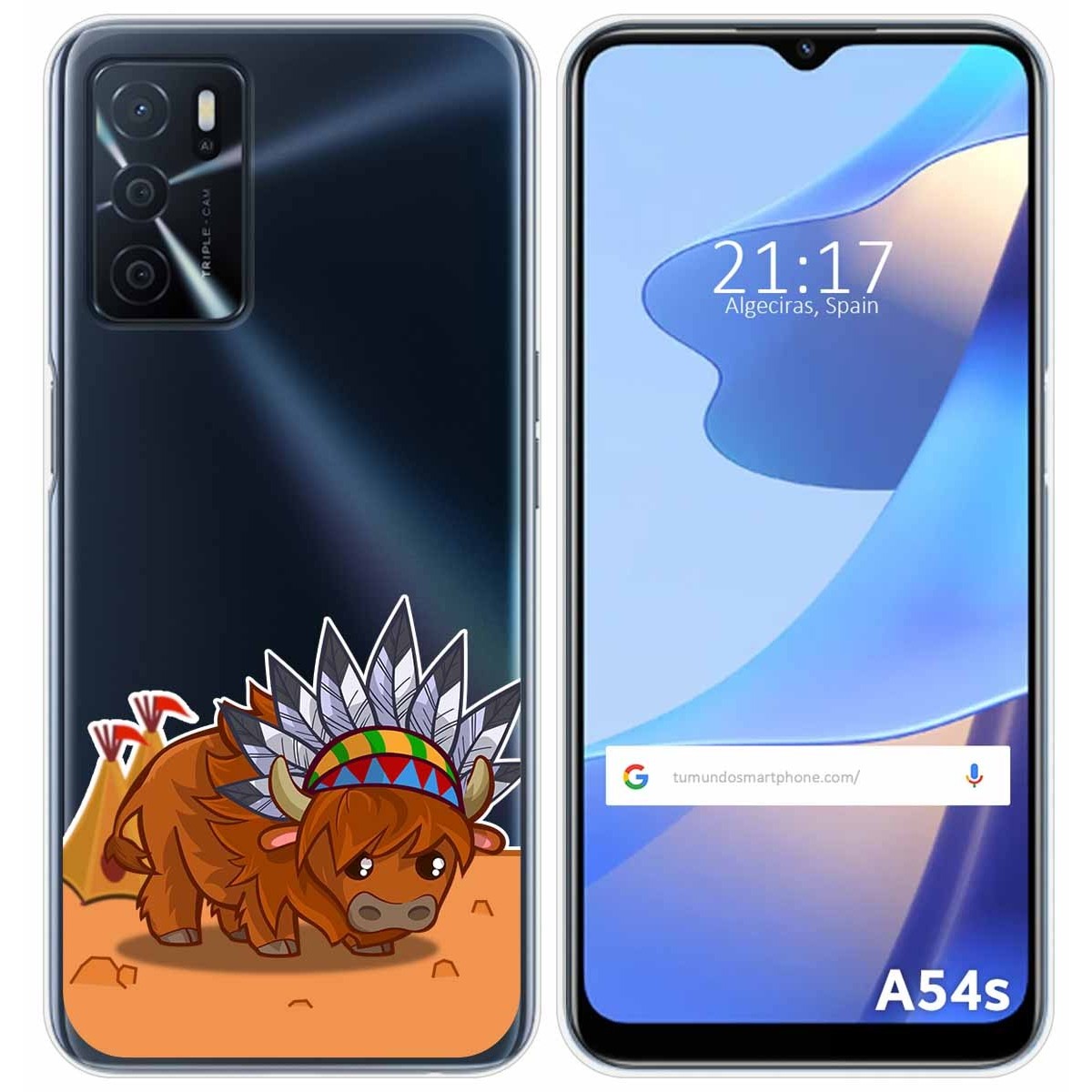 Funda Silicona Transparente para Oppo A54s diseño Bufalo Dibujos