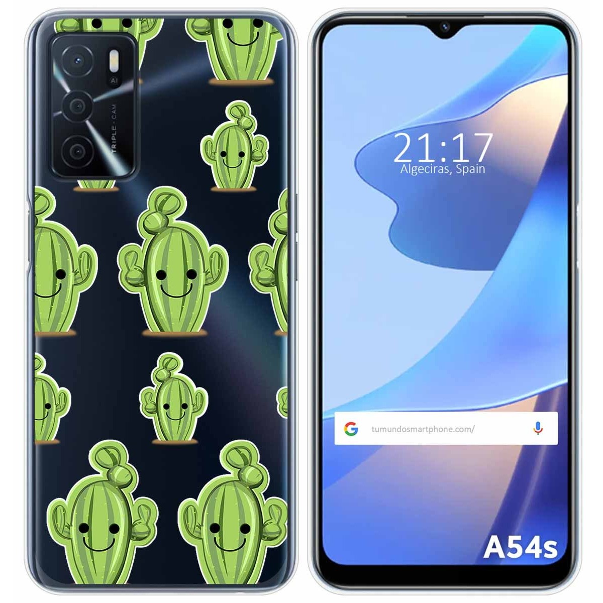 Funda Silicona Transparente para Oppo A54s diseño Cactus Dibujos