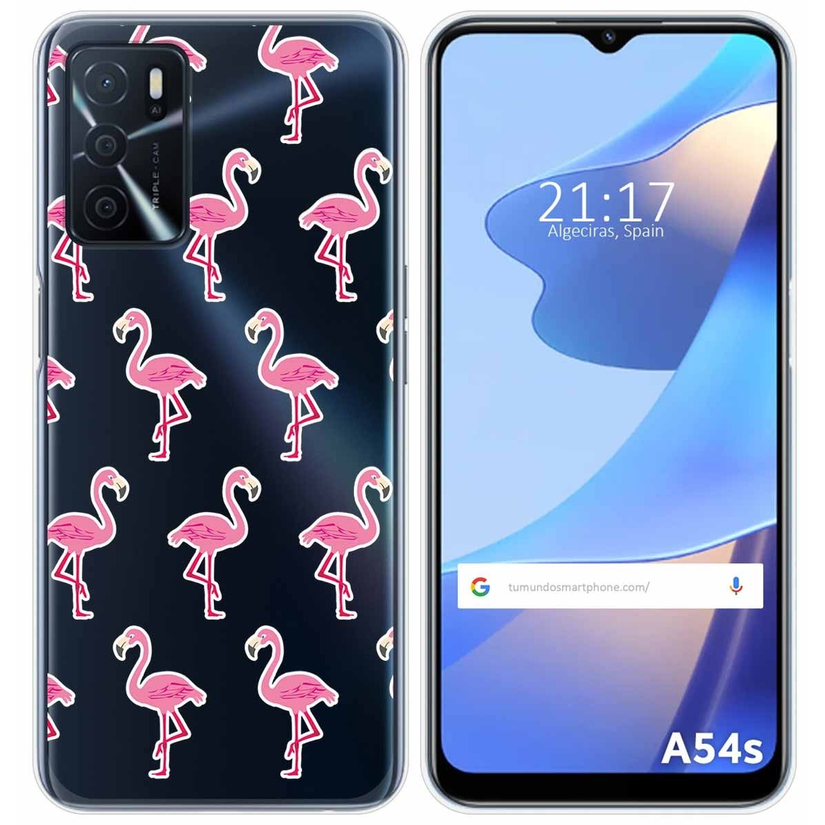 Funda Silicona Transparente para Oppo A54s diseño Flamenco Dibujos