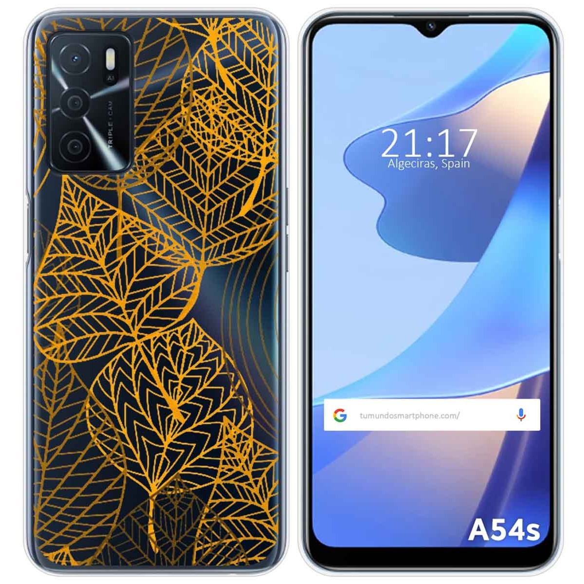 Funda Silicona Transparente para Oppo A54s diseño Hojas Dibujos