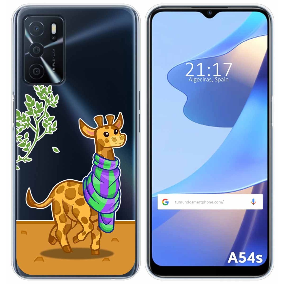 Funda Silicona Transparente para Oppo A54s diseño Jirafa Dibujos