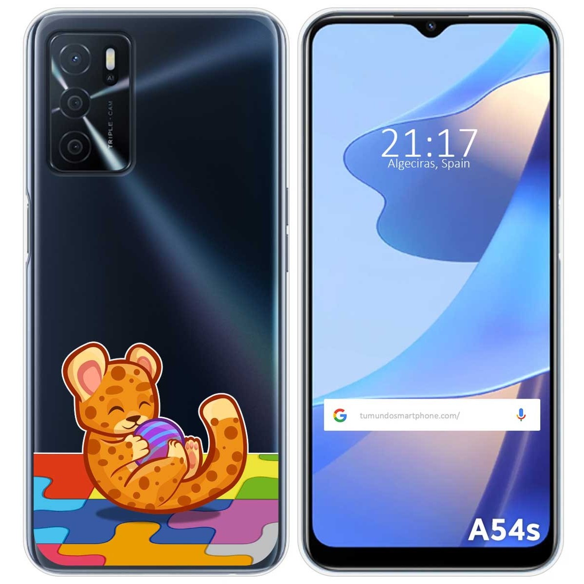 Funda Silicona Transparente para Oppo A54s diseño Leopardo Dibujos