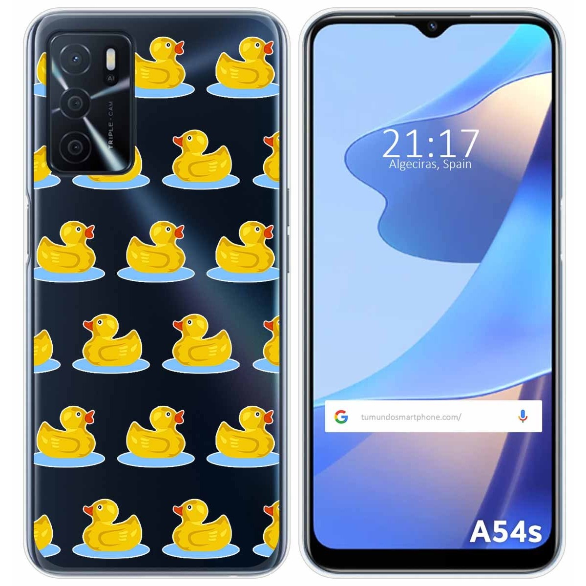 Funda Silicona Transparente para Oppo A54s diseño Pato Dibujos