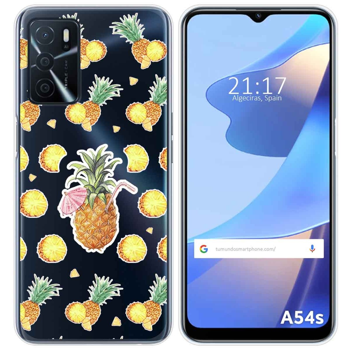 Funda Silicona Transparente para Oppo A54s diseño Piña Dibujos