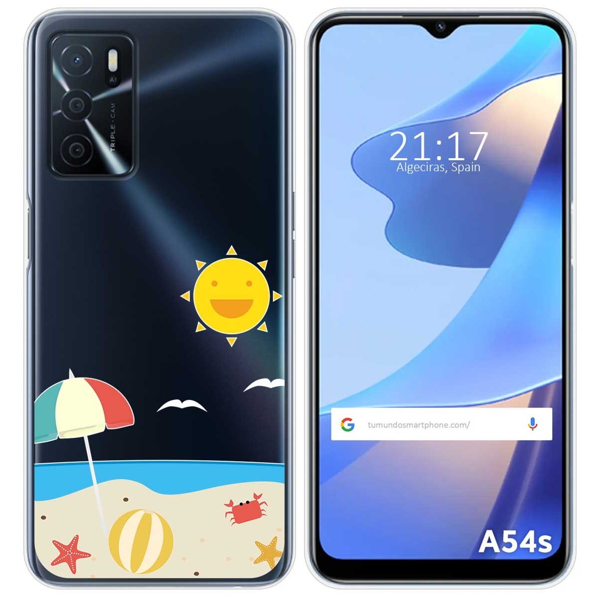 Funda Silicona Transparente para Oppo A54s diseño Playa Dibujos