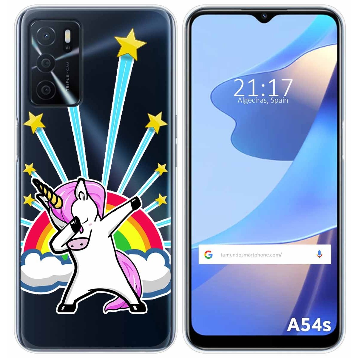 Funda Silicona Transparente para Oppo A54s diseño Unicornio Dibujos
