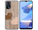 Funda Silicona para Oppo A54s diseño Corazones Madera Dibujos
