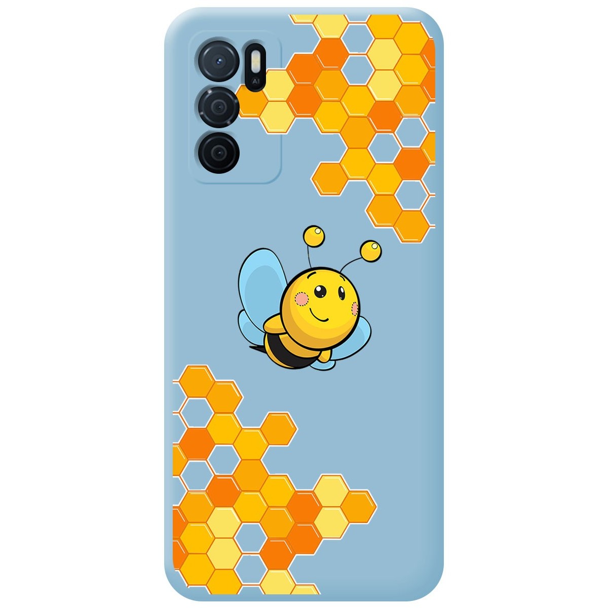 Funda Silicona Líquida Azul para Oppo A54s diseño Abeja Dibujos