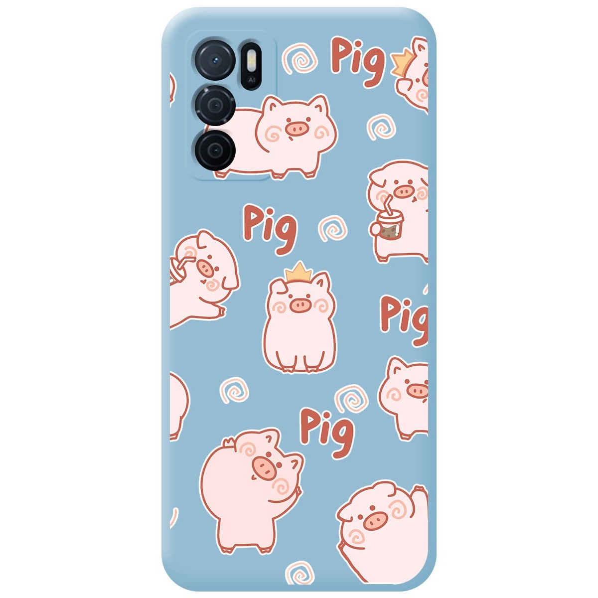 Funda Silicona Líquida Azul para Oppo A54s diseño Cerdos Dibujos