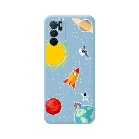 Funda Silicona Líquida Azul para Oppo A54s diseño Espacio Dibujos