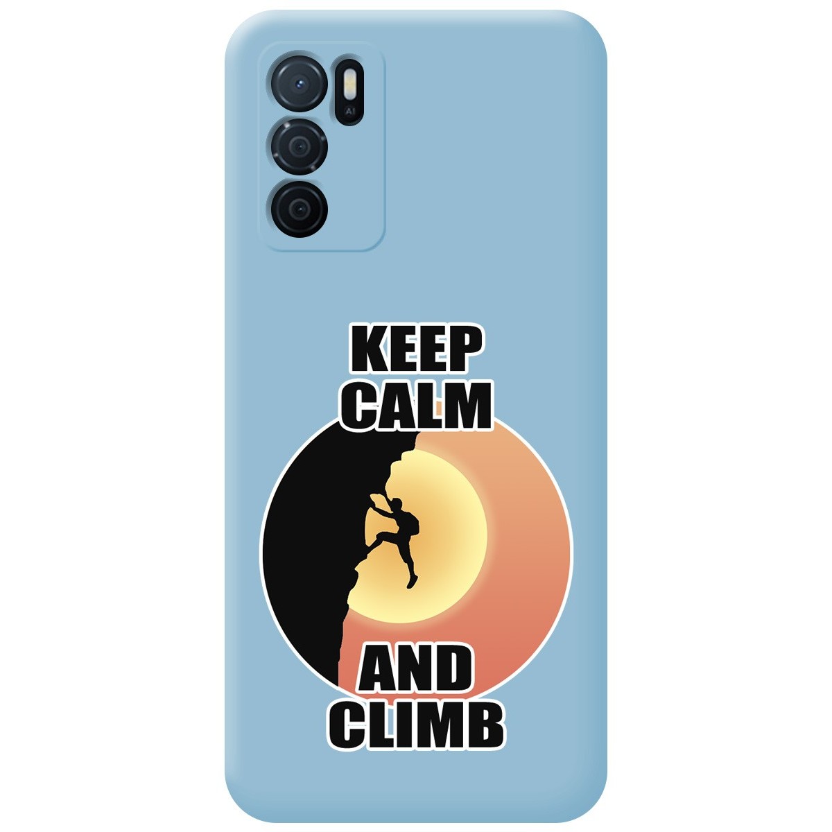 Funda Silicona Líquida Azul para Oppo A54s diseño Hombre Escalada Dibujos