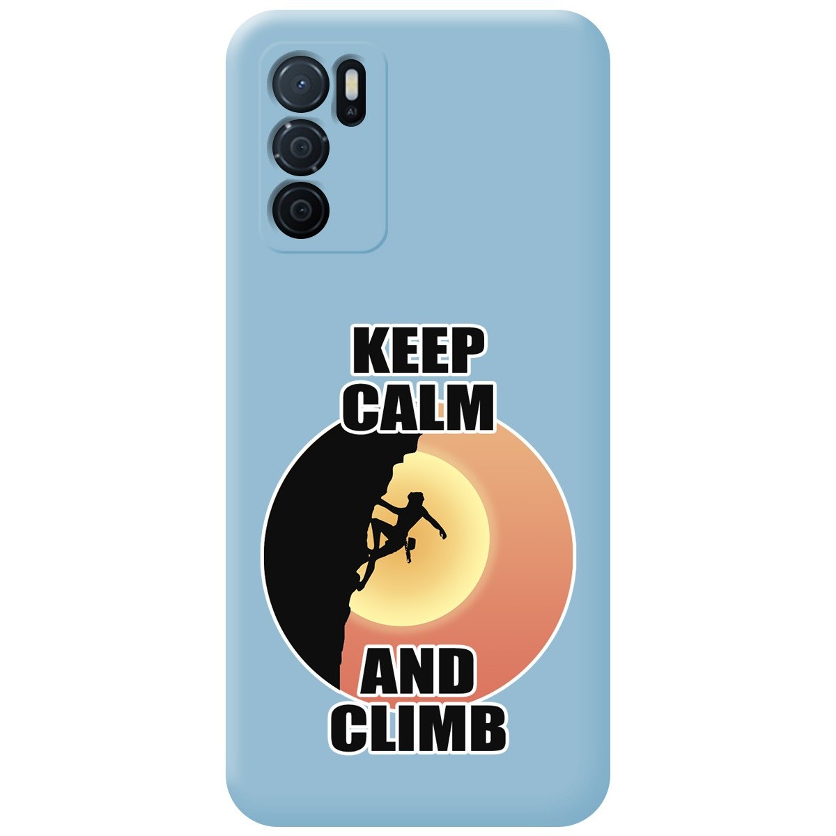 Funda Silicona Líquida Azul para Oppo A54s diseño Mujer Escalada Dibujos