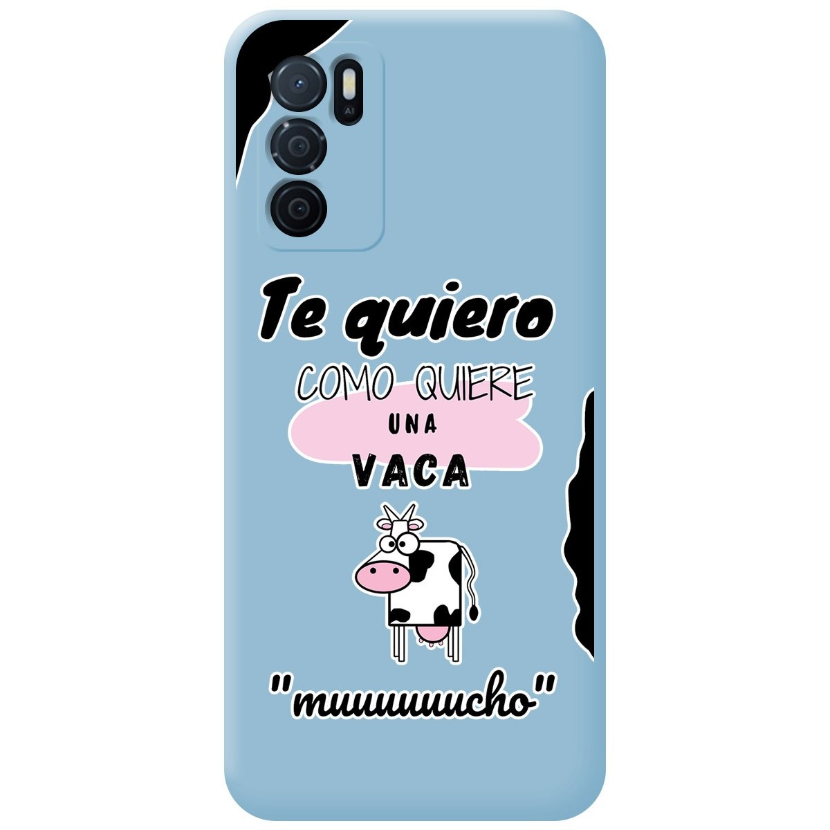 Funda Silicona Líquida Azul para Oppo A54s diseño Vaca Dibujos