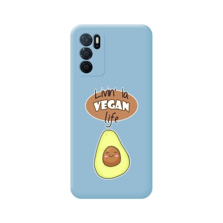 Funda Silicona Líquida Azul para Oppo A54s diseño Vegan Life Dibujos