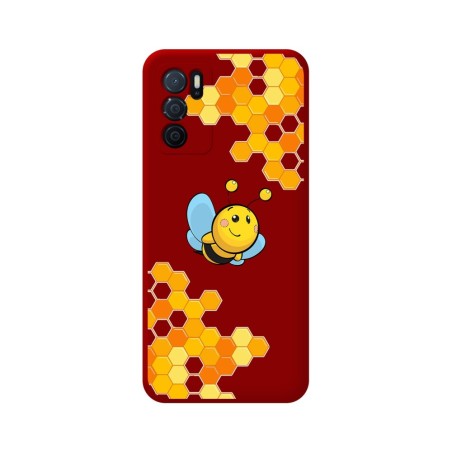 Funda Silicona Líquida Roja para Oppo A54s diseño Abeja Dibujos