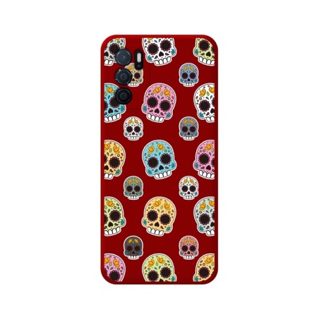 Funda Silicona Líquida Roja para Oppo A54s diseño Catrina Dibujos