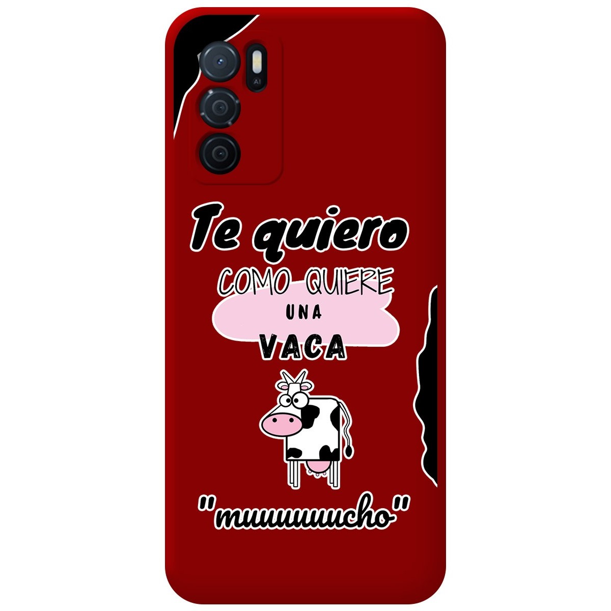 Funda Silicona Líquida Roja para Oppo A54s diseño Vaca Dibujos