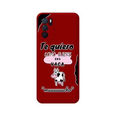 Funda Silicona Líquida Roja para Oppo A54s diseño Vaca Dibujos