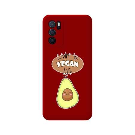 Funda Silicona Líquida Roja para Oppo A54s diseño Vegan Life Dibujos