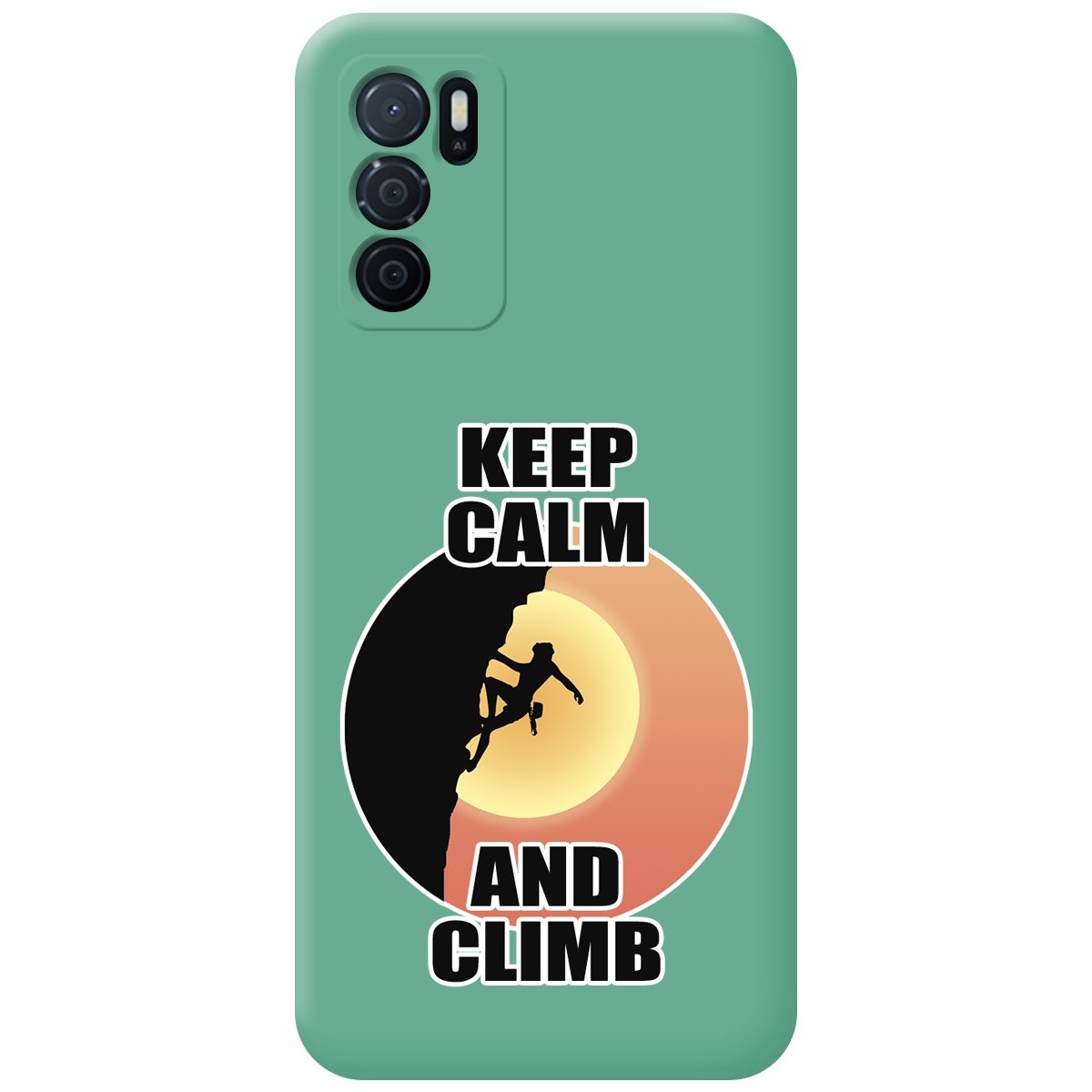 Funda Silicona Líquida Verde para Oppo A54s diseño Mujer Escalada Dibujos