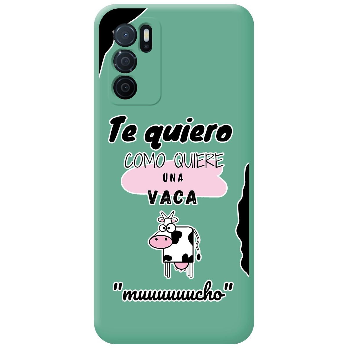 Funda Silicona Líquida Verde para Oppo A54s diseño Vaca Dibujos