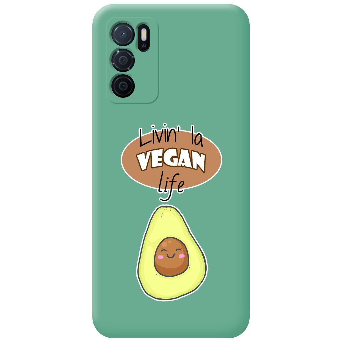 Funda Silicona Líquida Verde para Oppo A54s diseño Vegan Life Dibujos