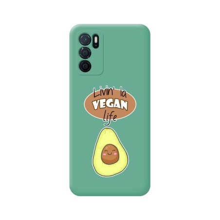 Funda Silicona Líquida Verde para Oppo A54s diseño Vegan Life Dibujos