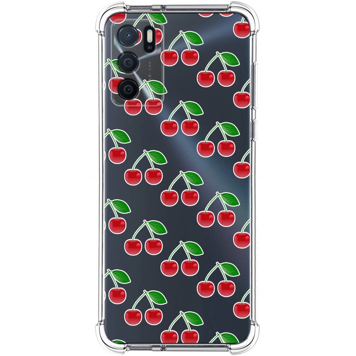 Funda Silicona Antigolpes para Oppo A54s diseño Cerezas Dibujos