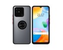 Funda Mate con Borde Negro y Anillo Giratorio 360 para Xiaomi Redmi 10C