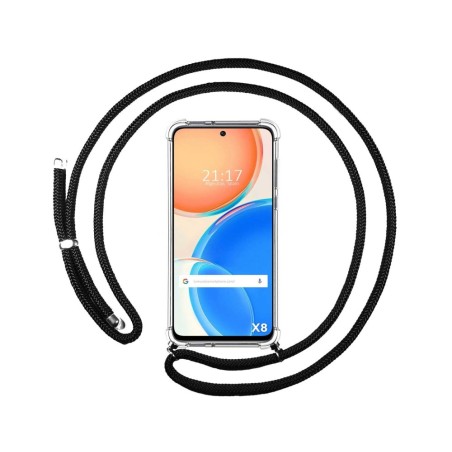 Funda Colgante Transparente para Huawei Honor X8 con Cordon Negro