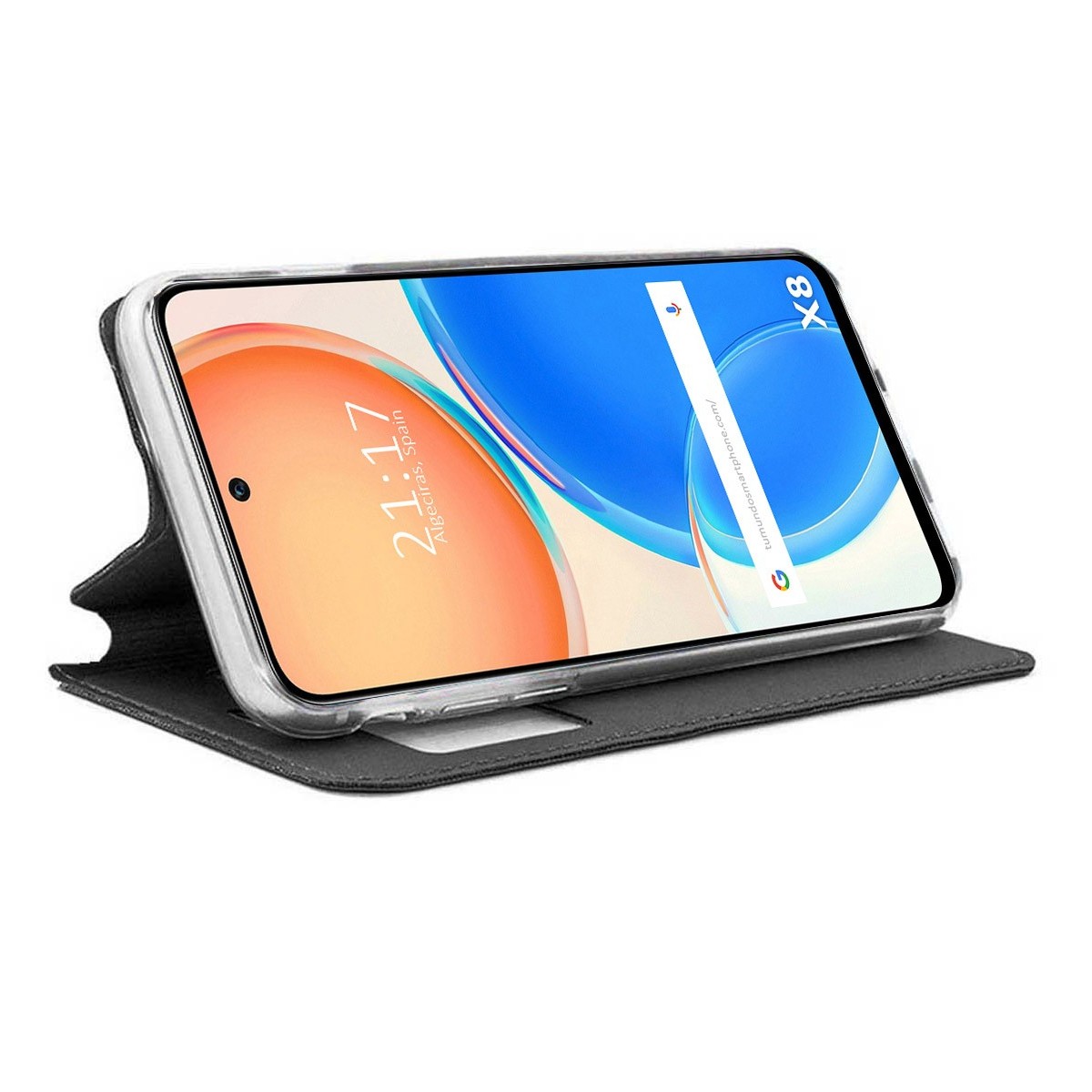 Funda Libro Soporte con Ventana para Huawei Honor X8 color Negra