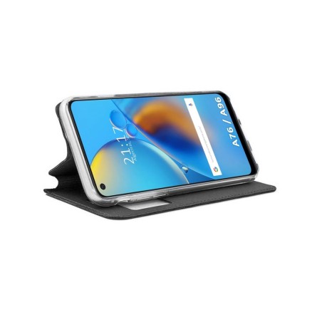Funda Libro Soporte con Ventana para Oppo A76 / A96 color Negra
