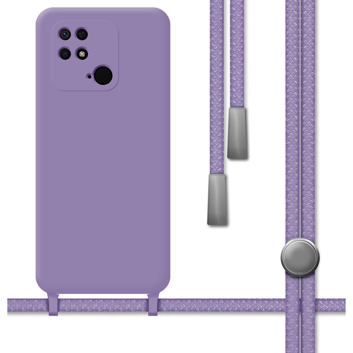 Funda Silicona Líquida con Cordón para Xiaomi Redmi 10C Color Morada