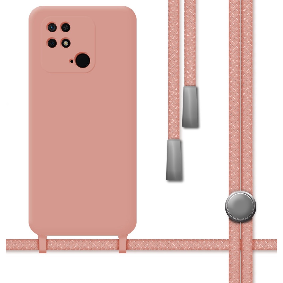 Funda Silicona Líquida con Cordón para Xiaomi Redmi 10C Color Rosa