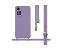Funda Silicona Líquida con Cordón para Xiaomi Redmi Note 11 Pro+ Plus 5G color Morada