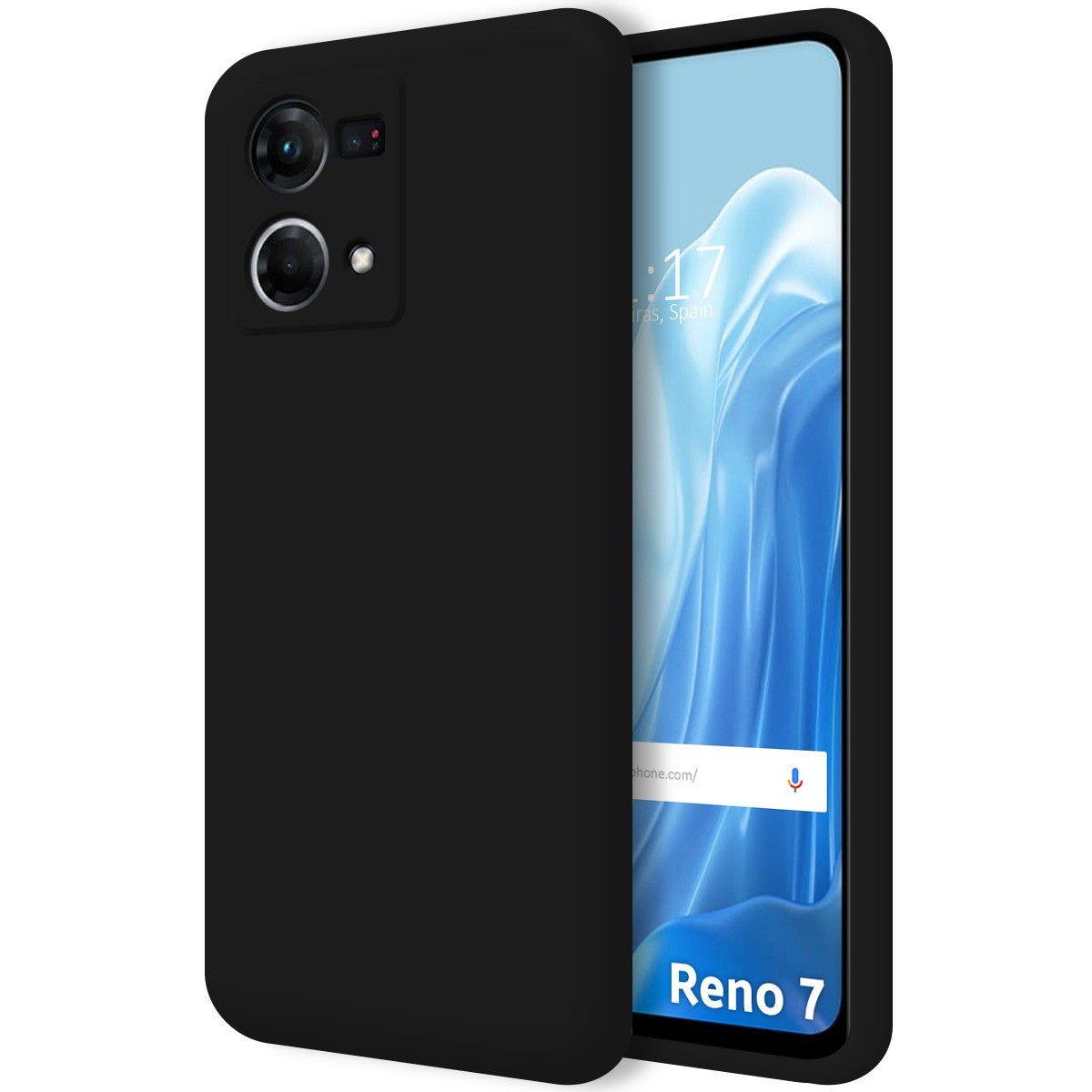 Funda Silicona Líquida Ultra Suave para Oppo Reno 7 4G color Negra